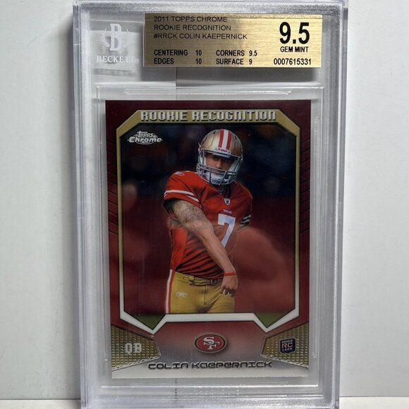 2011 Topps Chrome Colin Kaepernick Beckett 9 Rookie Card Recognition RC 49ers